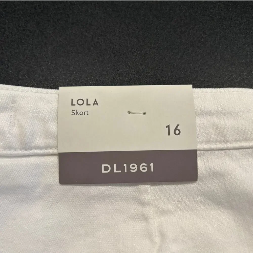 NWT DL1961 Lola Stretch Denim Skort, White Rose, Girls Size 16